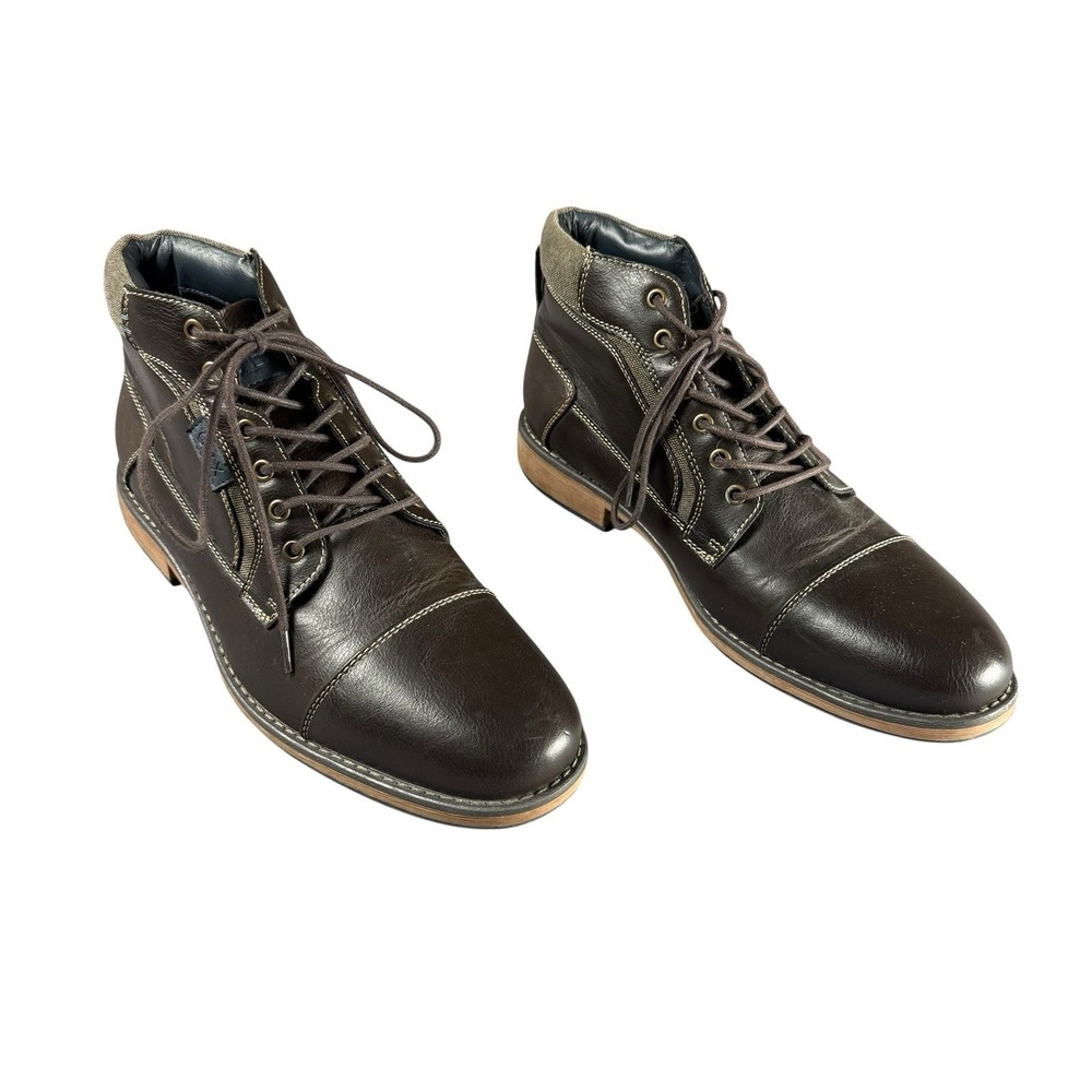 GBX Boots Mens 9.5 M Brown Cap Toe Leather Lace Up Memory Foam Ankle